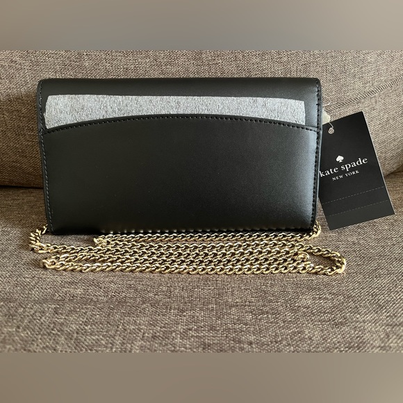 ♠️NWT Kate Spade Gemma Scalloped Smooth Leather Gemma Crossbody Bag, Color Black - Picture 5 of 11